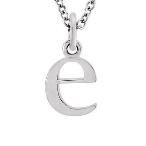 The Abbey Lower Case Initial 'e' Necklace in 14k White Gold, 16 Inch